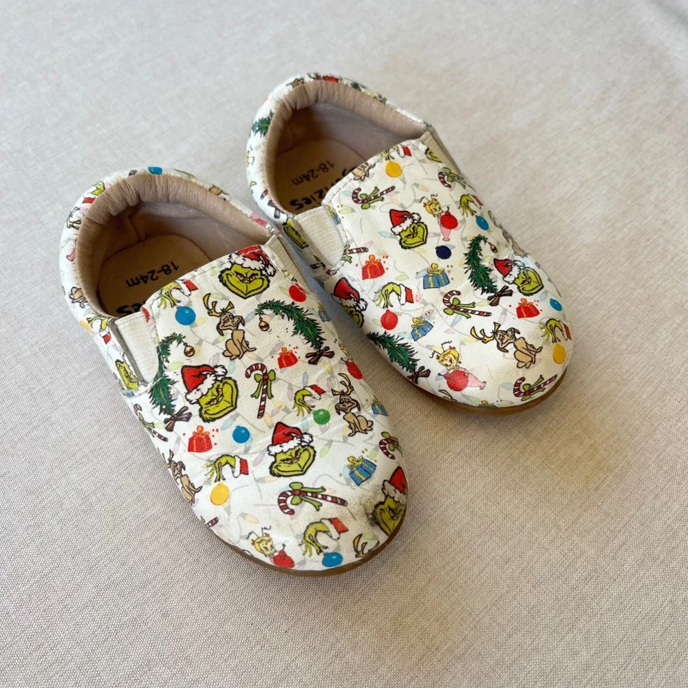 Little Gonzies The Grinch Christmas Slip On Shoes Toddler 18-24M White Holiday